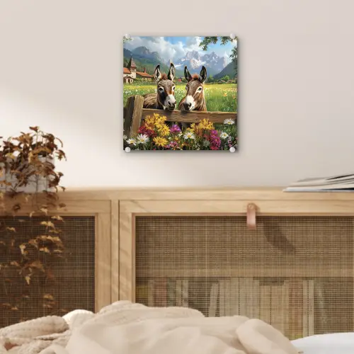 Ezels - Bloemen - Zomers plexiglas 5mm klein -sfeer4