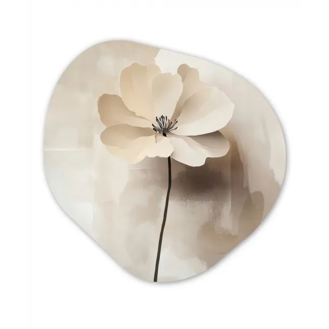 Organisch schilderij glas - Bloem - Beige - Verf - Schaduw