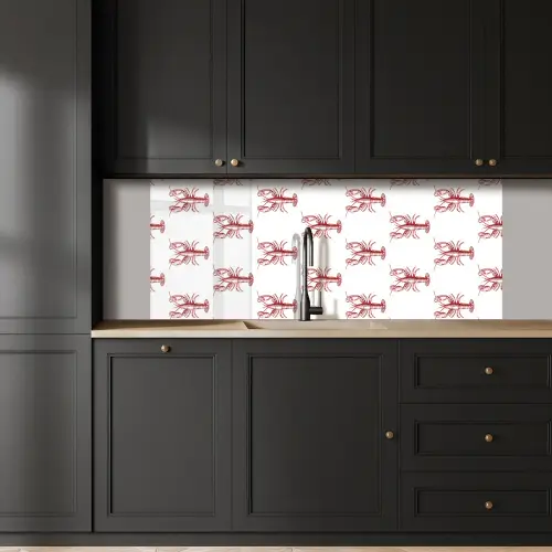 Kreeften - Donkerrood - Patroon keuken achterwand 2 middel -sfeer1