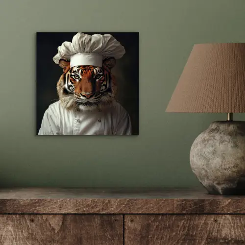 Tijger - Kokskleding - Bruin aluminium wit klein -sfeer2
