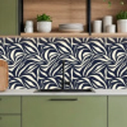 Bladvormen - Blauw - Patroon - Wit keuken achterwand 2 middel 871 -sfeer3