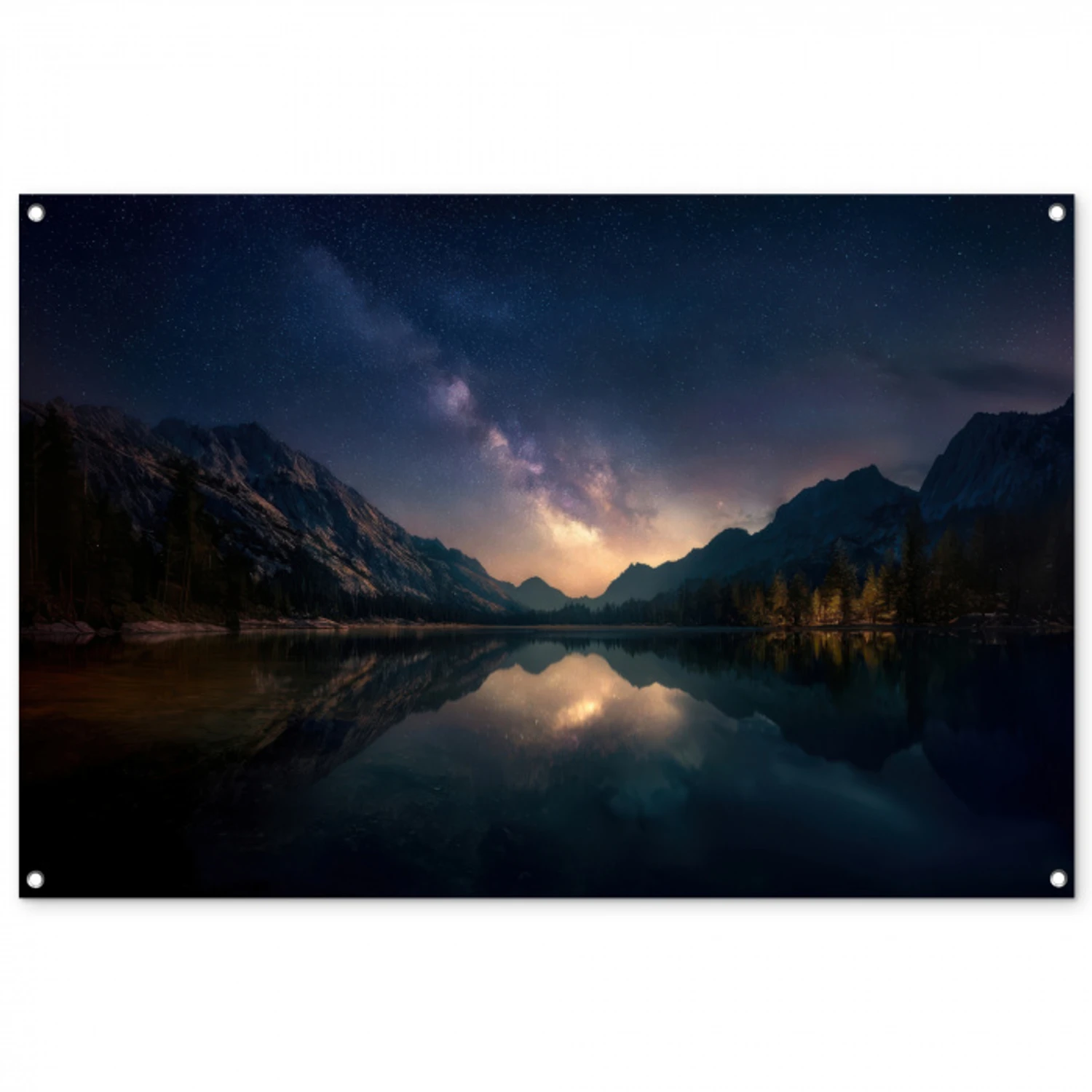 Kristalhelder meer - Bergen - Bergen tuinposter los doek groot -3d