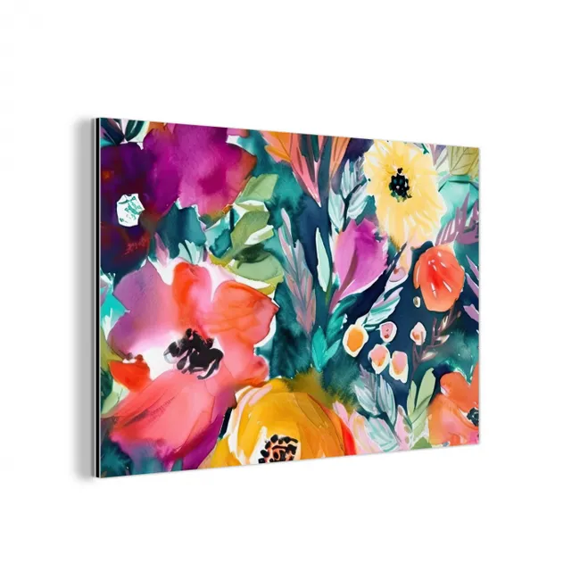 Bloemen - Olieverf - Kunst - Natuur aluminium wit klein -3d