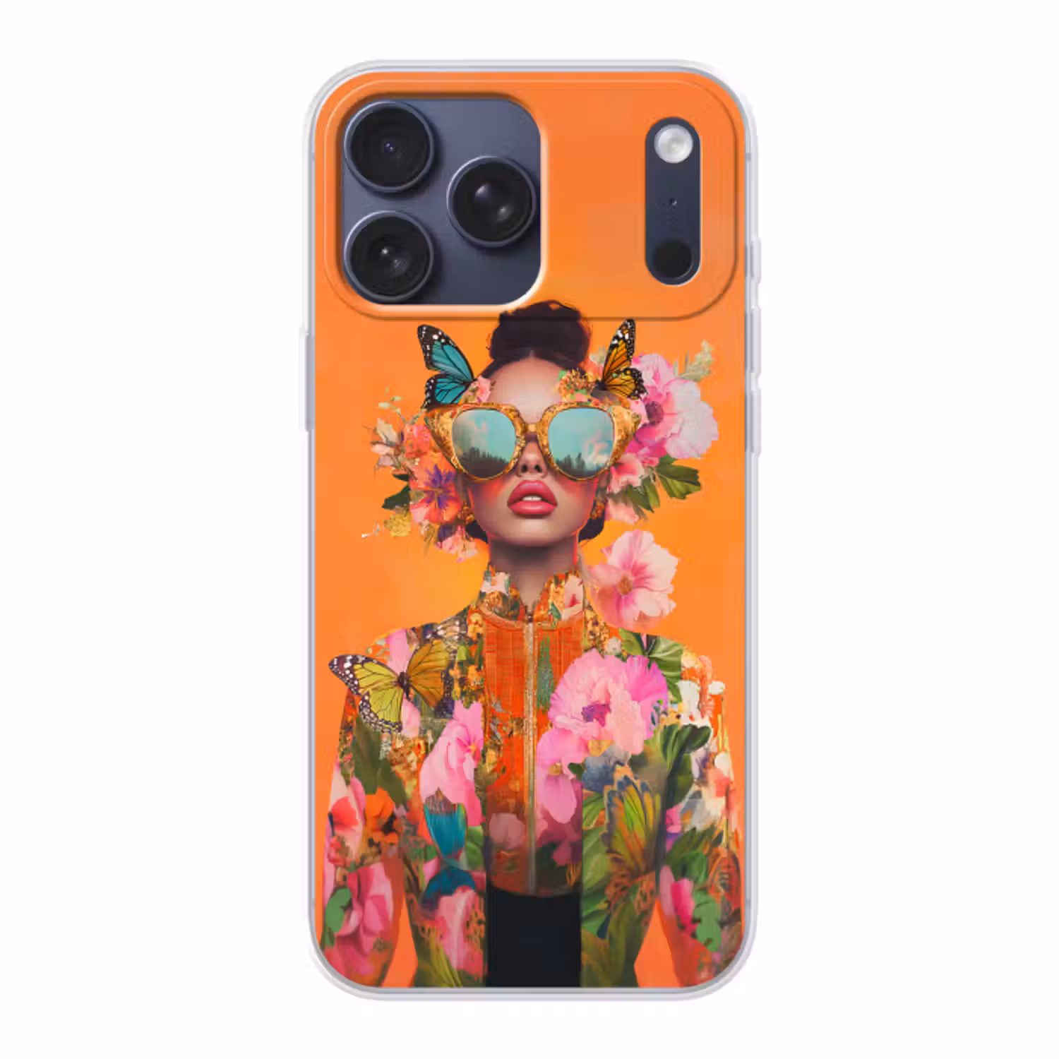 Handyhülle - Schmetterlinge - Frau - Sonnenbrille - Bunt