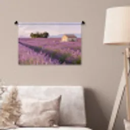 Lavendel - Landschap - Sereen - Paars Wandkleed katoen klein -sfeer4