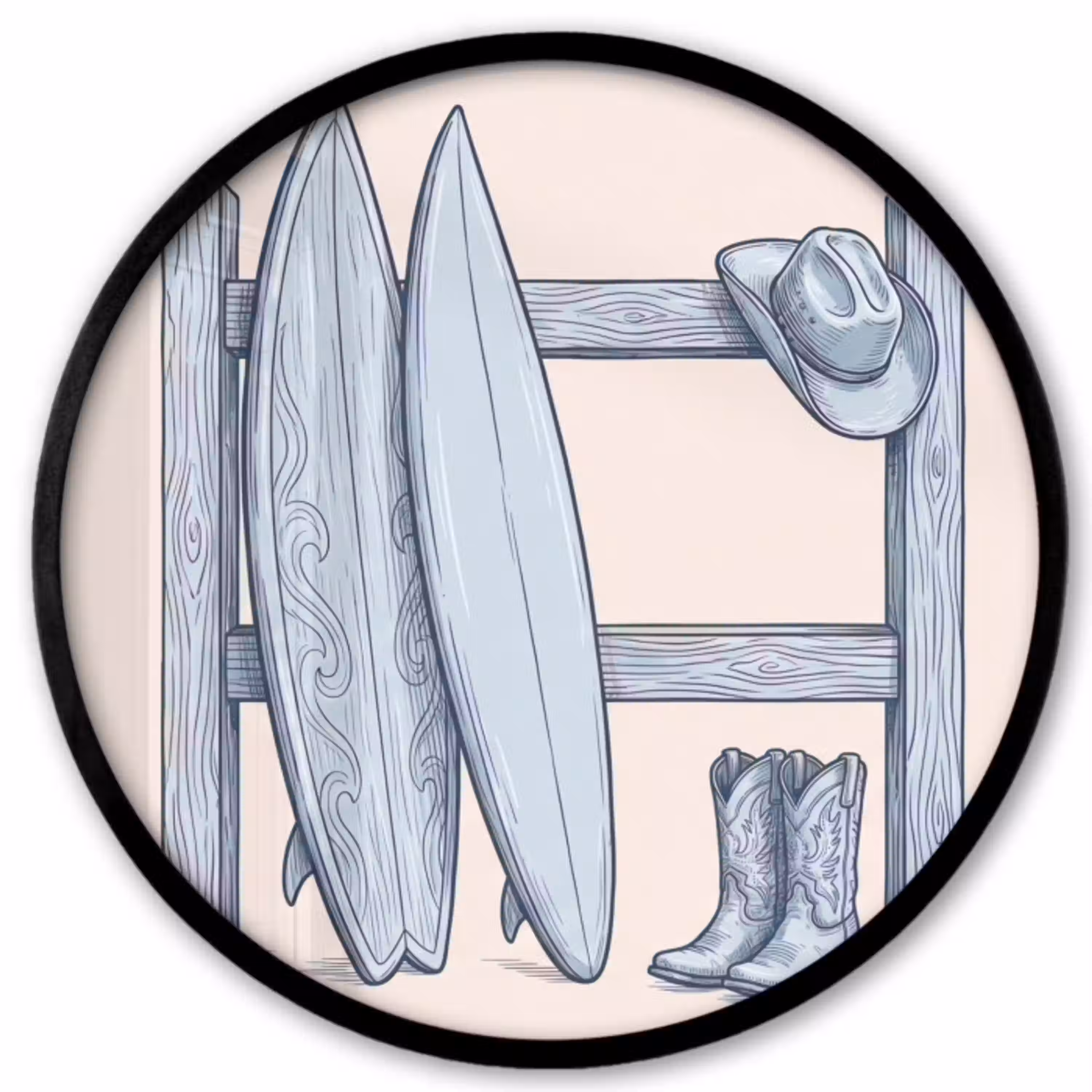 Recreatie - Kleding - Avontuur - Illustratie - Zomer Fotolijst rond zonder passe partout klein -3d