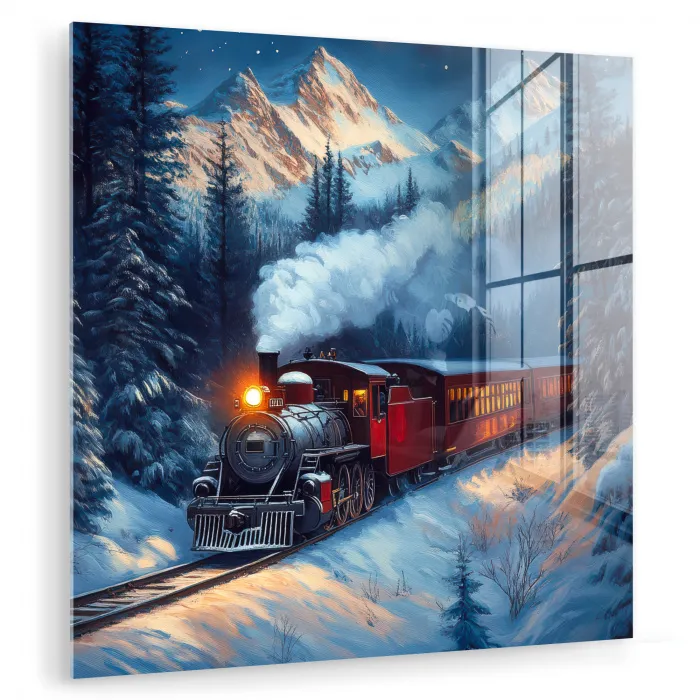 Trein - Kerst - Sneeuw - Kersttrein plexiglas 5mm klein -zzzproduct_nieuw