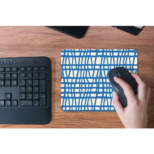 Ruitpatroon - Blauw - Crème muismat rubber klein 262 -toetsenbord