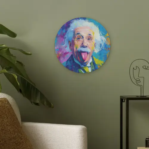 Oude man - Expressief - Kleurrijk Akoestische PET Vilt - Rond klein -sfeer2
