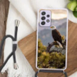 Zeearend - Boom - Bergen - Groen Hoesje Samsung Galaxy A52 5G met koord klein -sfeer4