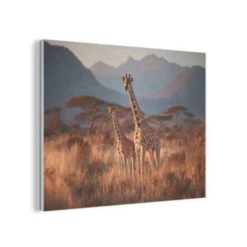 Giraffen - Hoog gras - Acaciabomen PET vilt klein -3d