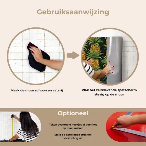 Illustratie - Patroon - Ananas keuken achterwand spatscherm klein 900 -gebruiksaanwijzing_NL