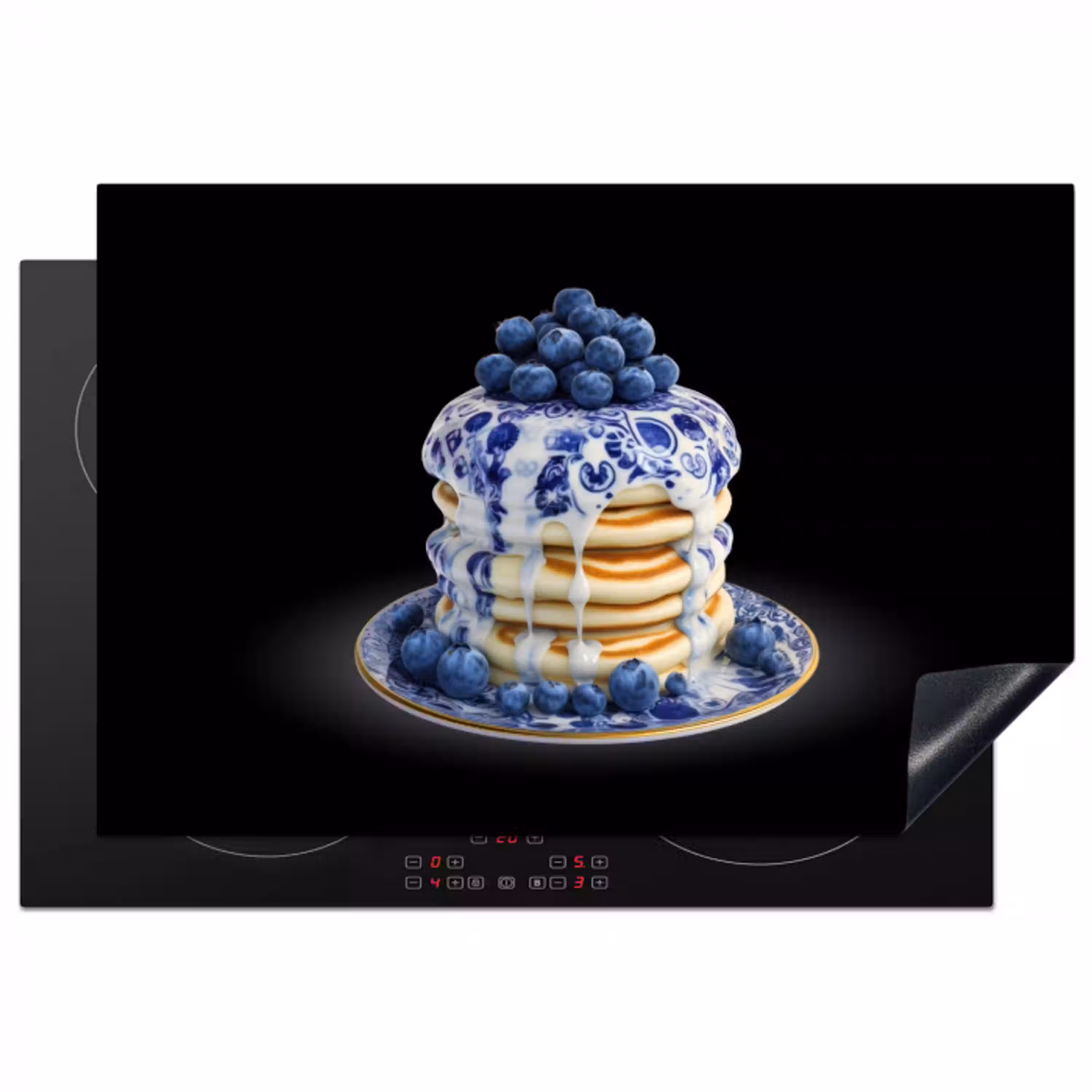 Pannenkoeken - Blauwe Bessen - Bord Inductie beschermer vinyl 3mm klein -3d