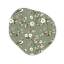 Botanisch - Vogels - Groen Wandcirkel Organisch Forex 3mm klein 629 -3d