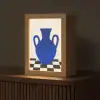 Vaas - Blauw - Geblokt - Modern Light Box met kabel (Tafellamp) klein -z3d_website