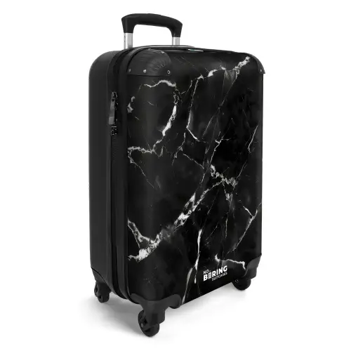 Marmer - Zwart Marmer met Witte Aderen NBS - Handbagage koffer - Kinderen Unisex middel -productfoto_3d