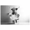 WC - Toilet - Krant - Schotse Hooglander - Zwart Wit poster papier klein -3d