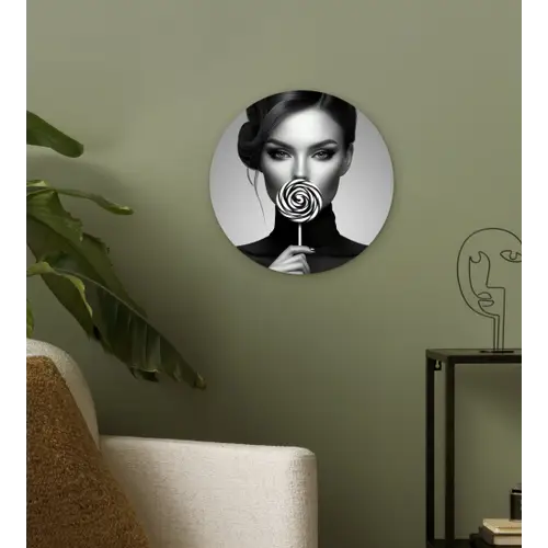 Vrouw - Lolly - Zwart Wandcirkel plexiglas klein -sfeer3