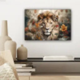 Leeuw - Wilde dieren - Planten - Natuur - Bloemen canvas 2cm klein -sfeer6