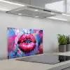 Graffiti - Lippen - Felroze - Geschilderd keuken achterwand spatscherm klein -3d_schuin