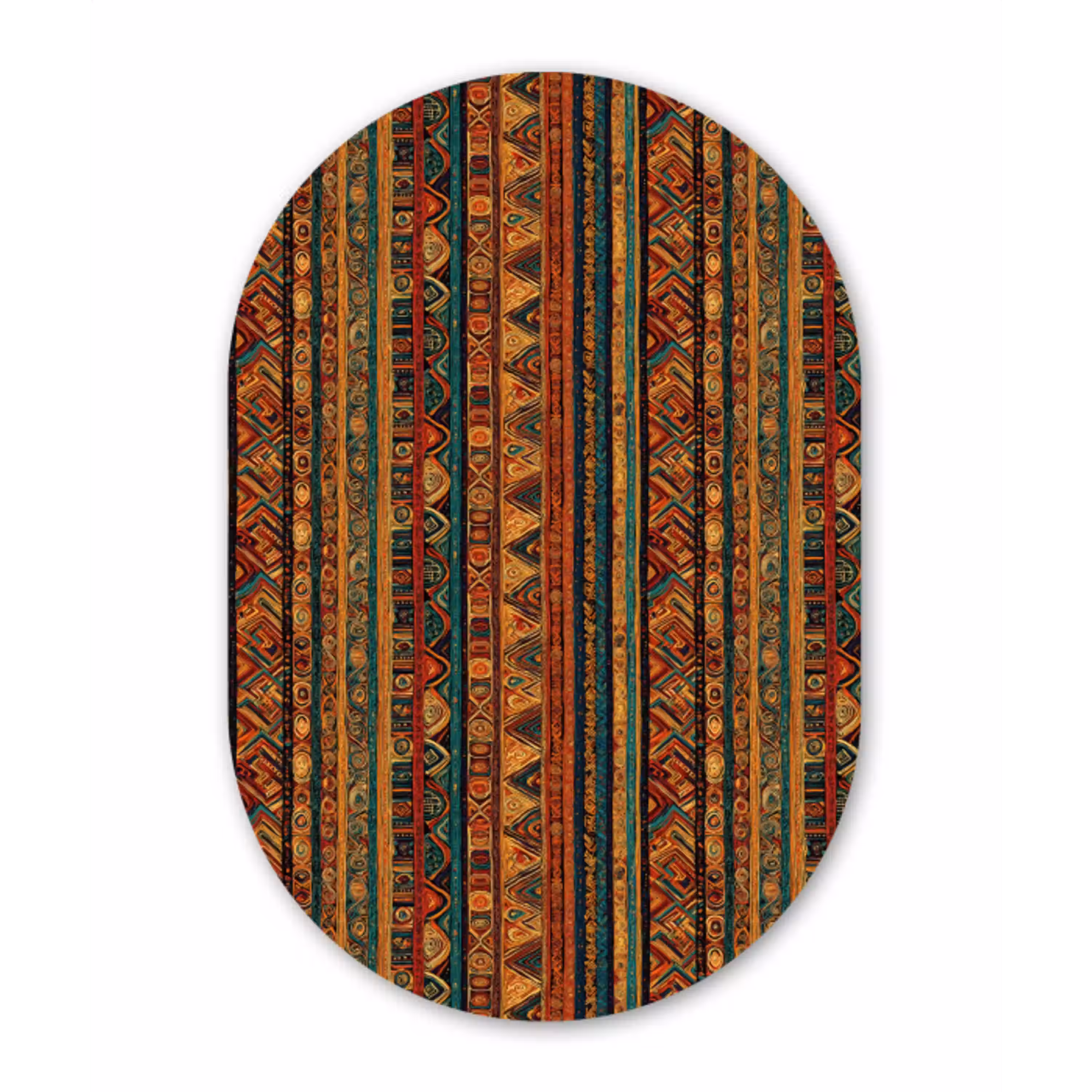 Kleurrijk - Etnisch - Folkloristisch - Patroon Wandcirkel Ovaal Forex klein 630 -3d