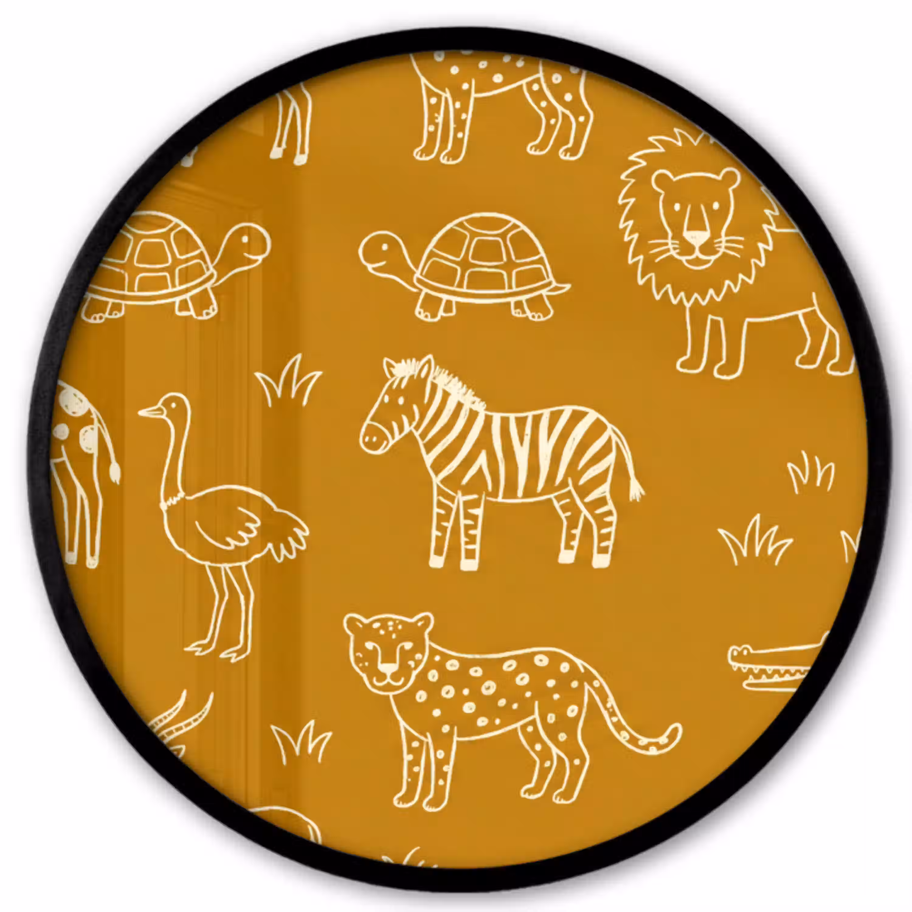 Dieren - Safari - Patroon - Kinderlijk - Oker Fotolijst rond zonder passe partout klein -3d
