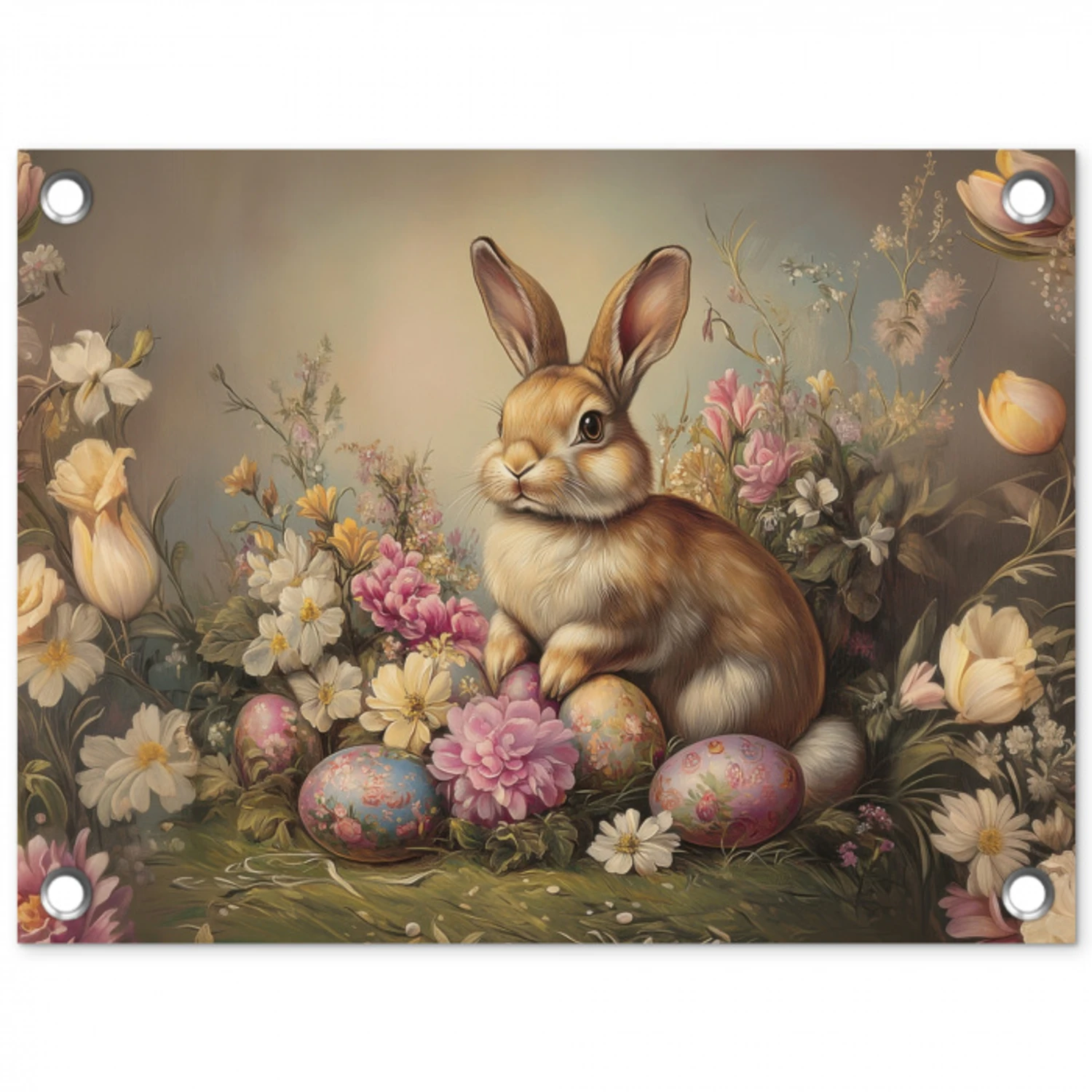 Haas - Stilleven - Bloemen tuinposter los doek klein -3d