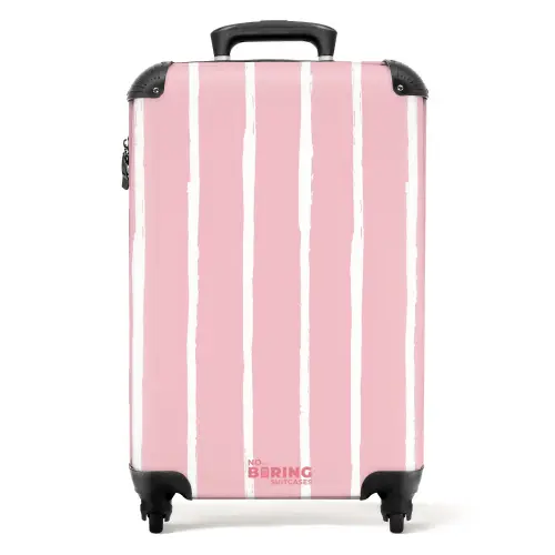 Witte penseelstrepen op roze achtergrond NBS - Handbagage koffer - Kinderen Unisex middel -productfoto_recht