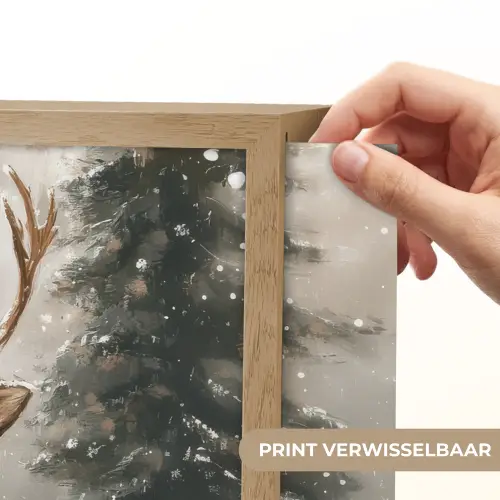 Winter - Bos - Rendier - Donker Light Box met batterij (Wandlamp) middel -USP_websiteprintNL
