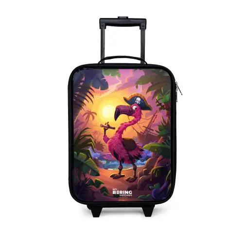 Piraten flamingo op een tropisch pad Kinderkoffer - Zwart klein -3d