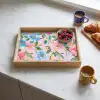 Blauw - Roze - Bloemen Dienblad Rechthoek middel -sfeer2