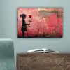 Graffiti - Meisje - Roze - Street art - Roos - Banksy canvas 2cm klein -sfeer4