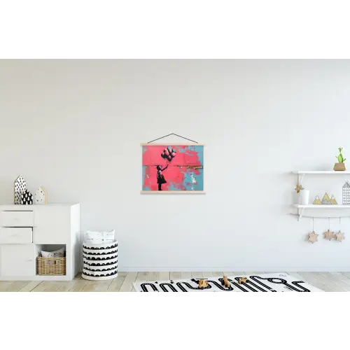 Graffiti - Meisje - Ballon - Banksy - Street art textielposter latten blank klein -kinderkamer