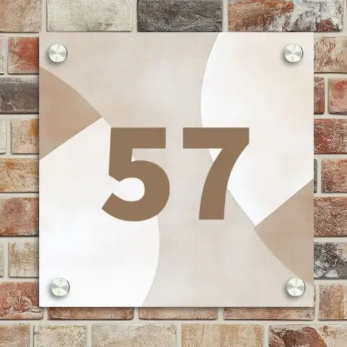Abstract beige - Traditioneel Naambord Vierkant klein -sfeer2