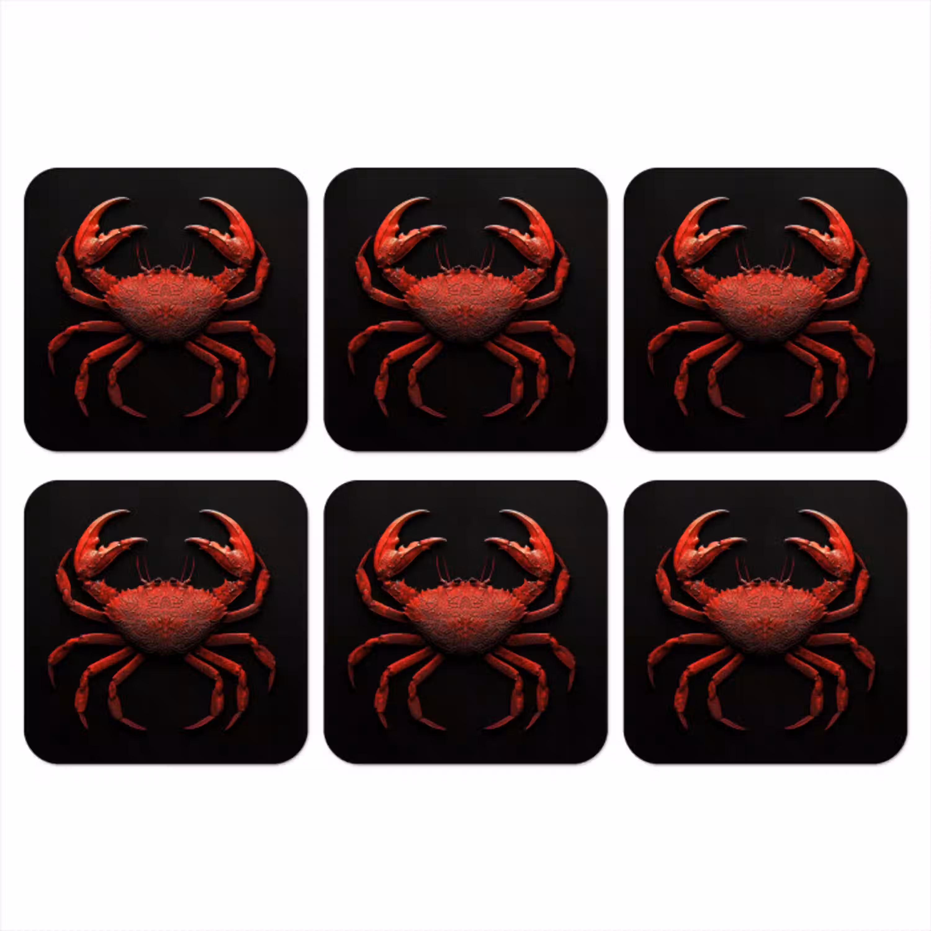 Krab - Rood - Vissen - Schaaldieren onderzetter kurk middel -3d