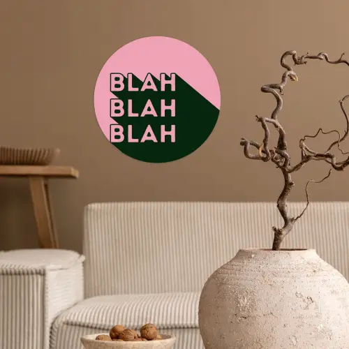 Tekst - Grafisch - Groen - Schaduw Wandcirkel behangsticker klein -sfeer1
