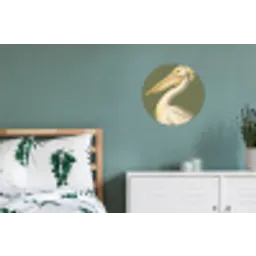 Pelikaan - Wit - Vogel - Klassiek - Natuur Wandcirkel aluminium klein -slaapkamer