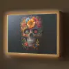 Bloemen - Kleurrijk - Schedel Light Box met batterij (Wandlamp) middel -z3d_website