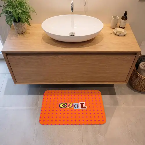 Cool - Stippen - Oranje Badmat klein -sfeer1