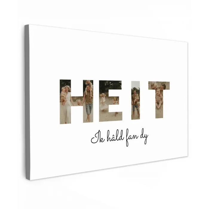Heit - Lettercollage Tuinposter op houten frame 2 cm dik klein -3d