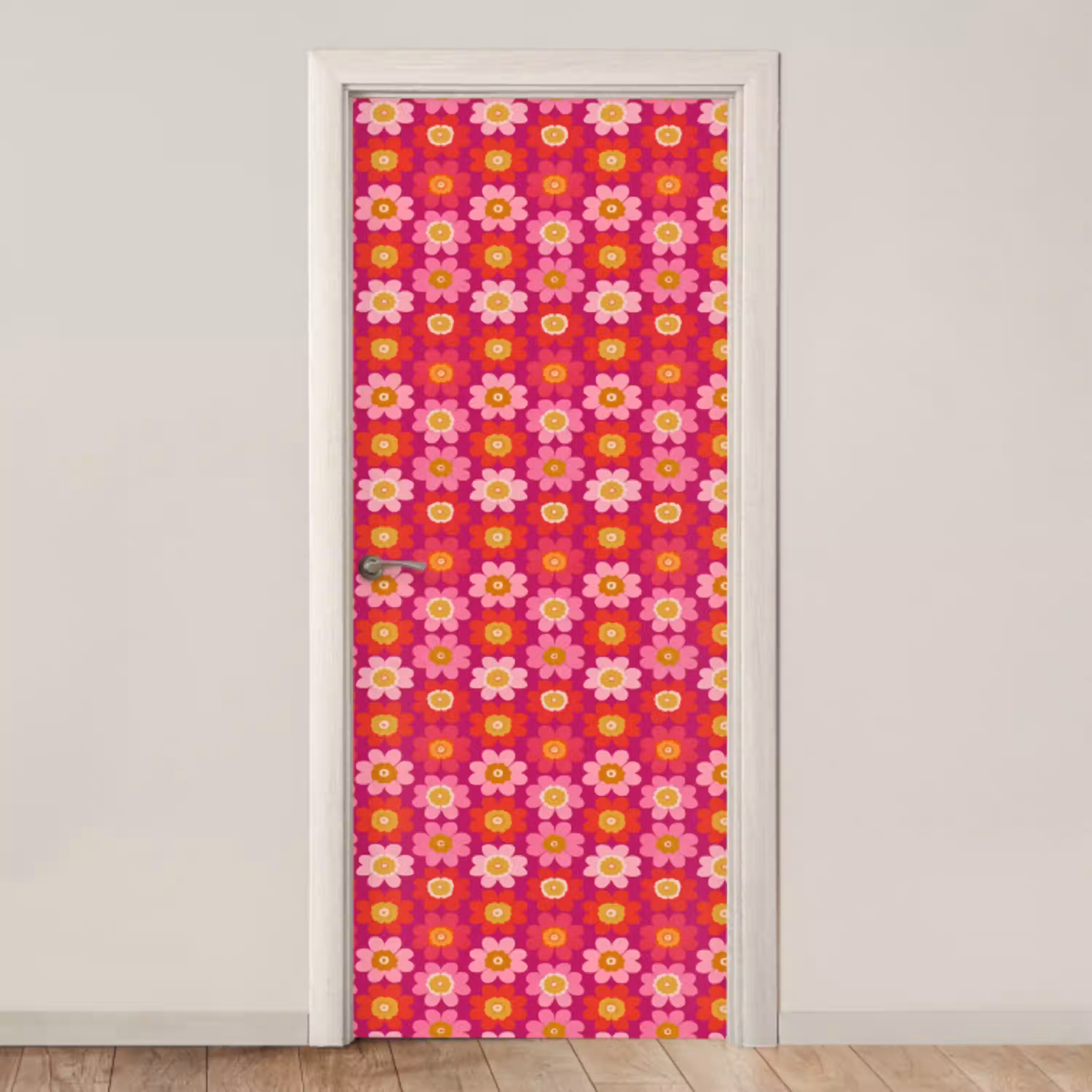 Bloemen - Retro - Kleurrijk deurposter klein 289 -3d_beige