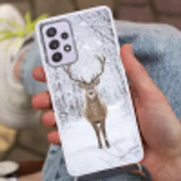 Hert - Winter - Bos - Natuur - Wit Hoesje Samsung Galaxy A52 5G met koord klein -sfeer3