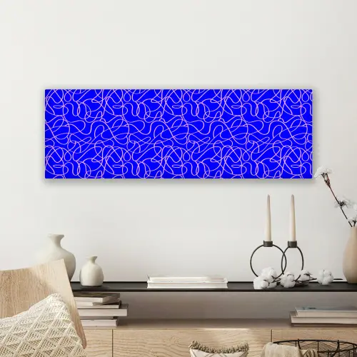 Blauw - Lijnen - Roze - Abstract canvas 2cm klein 828 -sfeer6