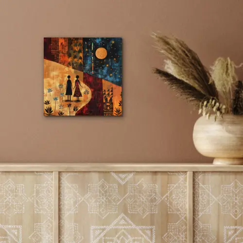 Silhouetten - Abstract - Zon - Maan aluminium wit klein -sfeer4