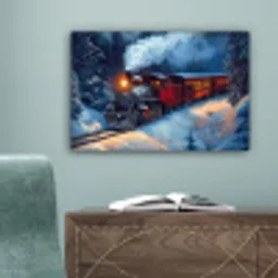 Trein - Kerst - Sneeuw - Kersttrein canvas 2cm klein -sfeer4