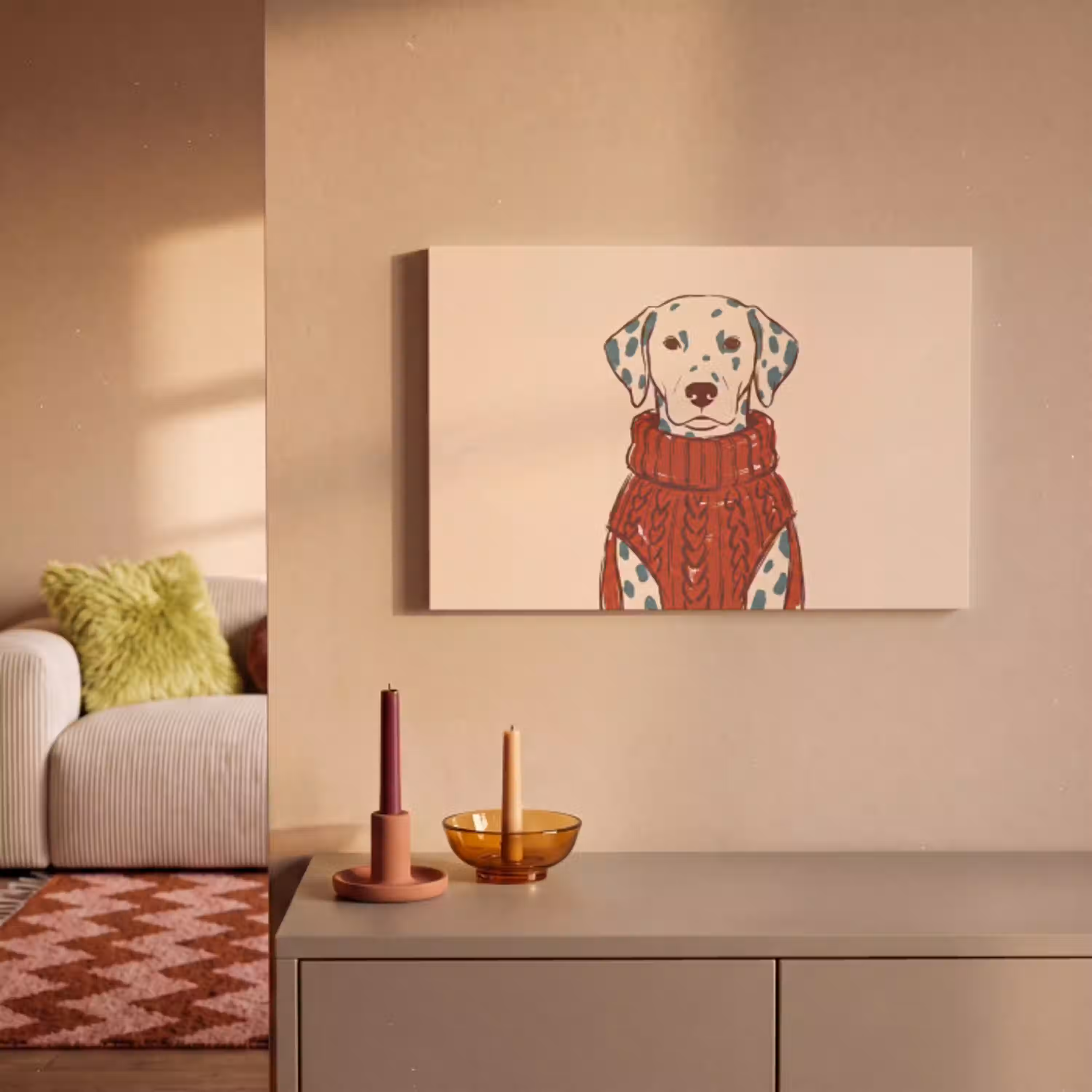 Hond - Trui - Winter - Dieren - Rood canvas 2cm klein -sfeer1
