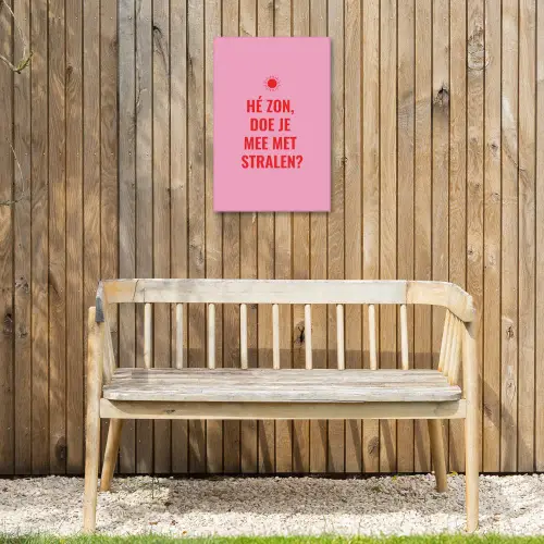 Roze - Zon - Quote Tuinposter op houten frame 2 cm dik klein -sfeer4