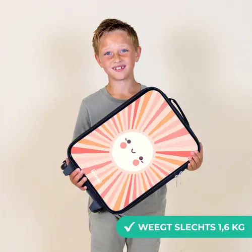 Ronde zon met gezicht Kinderkoffer - Zwart klein -sfeer4_NL