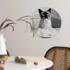 Kat - Siamees - Zwart Wit - Schattig - Dieren Wandcirkel kunststof plaat 5mm dik klein -sfeer4