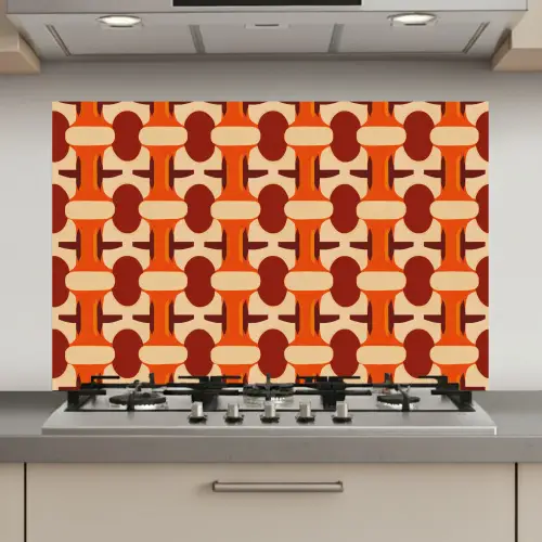 Geometrisch - Retro - Oranje keuken achterwand spatscherm klein 900 -3d_website